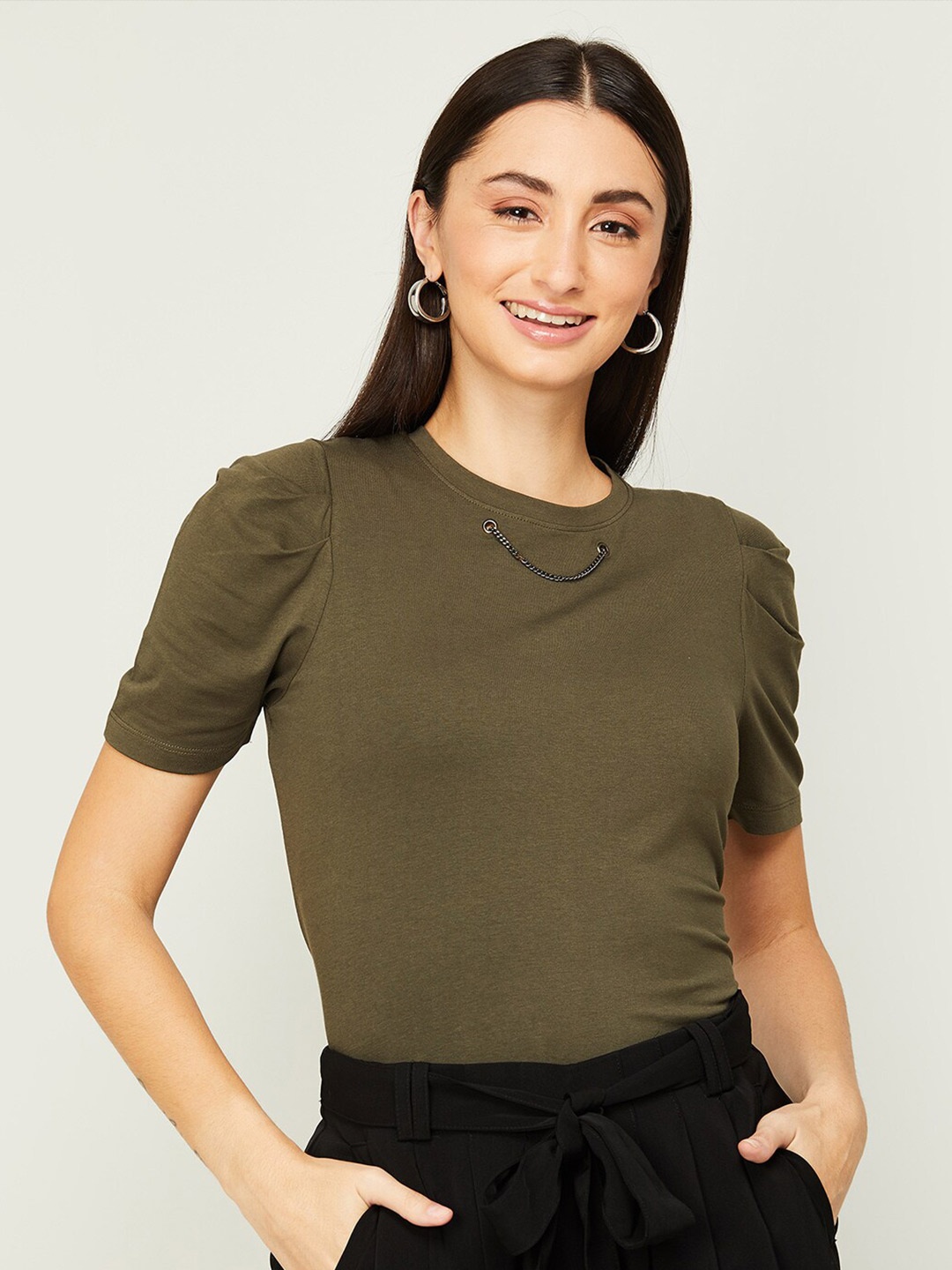 

Fame Forever by Lifestyle Women Olive Green Top