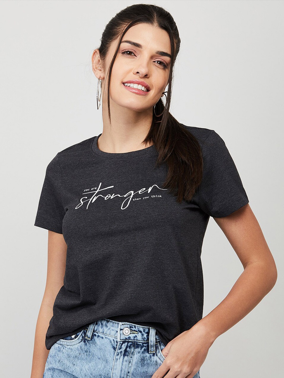 

Fame Forever by Lifestyle Women Black & White Print Top