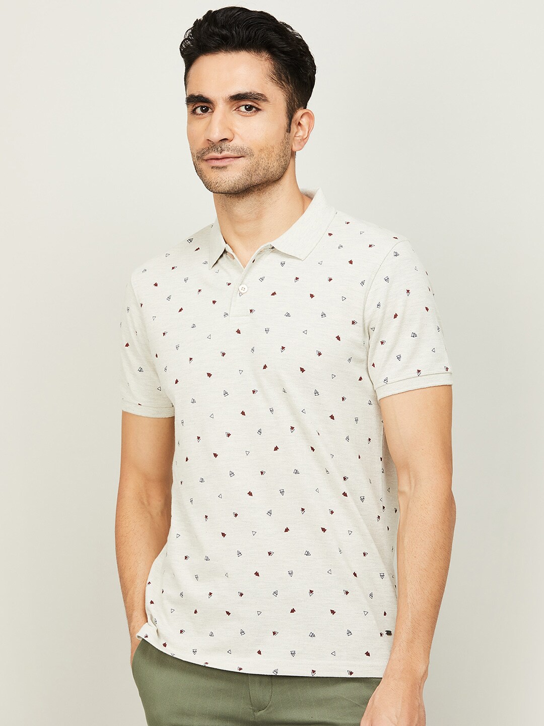 

CODE by Lifestyle Men Grey Printed Polo Collar T-shirt