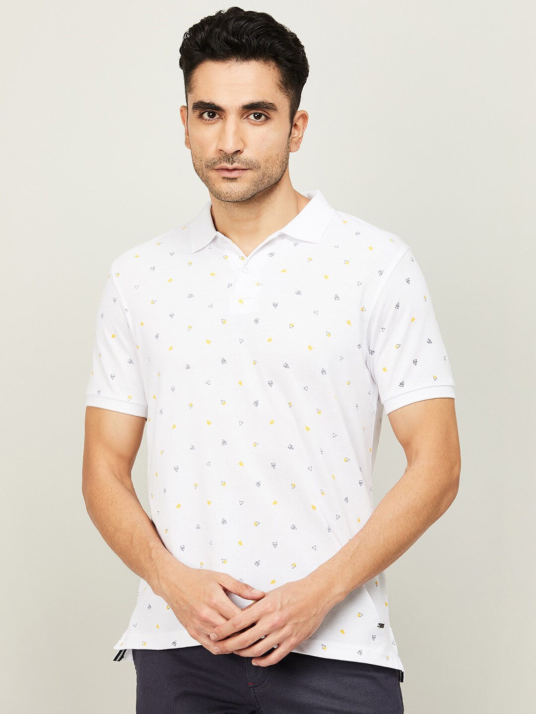 

CODE by Lifestyle Men White Printed Polo Collar T-shirt