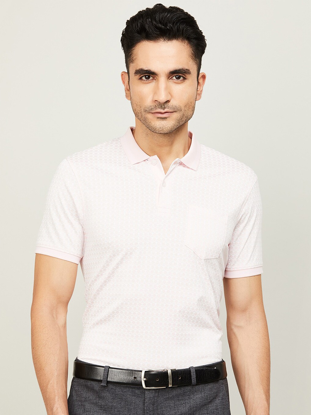 

CODE by Lifestyle Men Pink Printed Polo Collar T-shirt