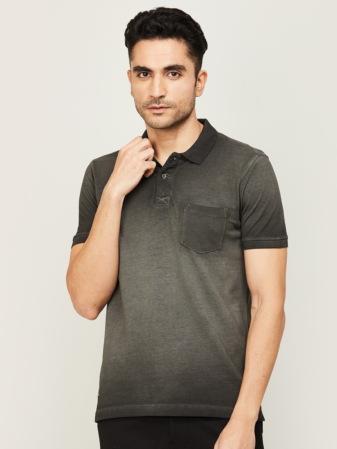 

Forca Men Black Polo Collar Pure Cotton Slim Fit T-shirt