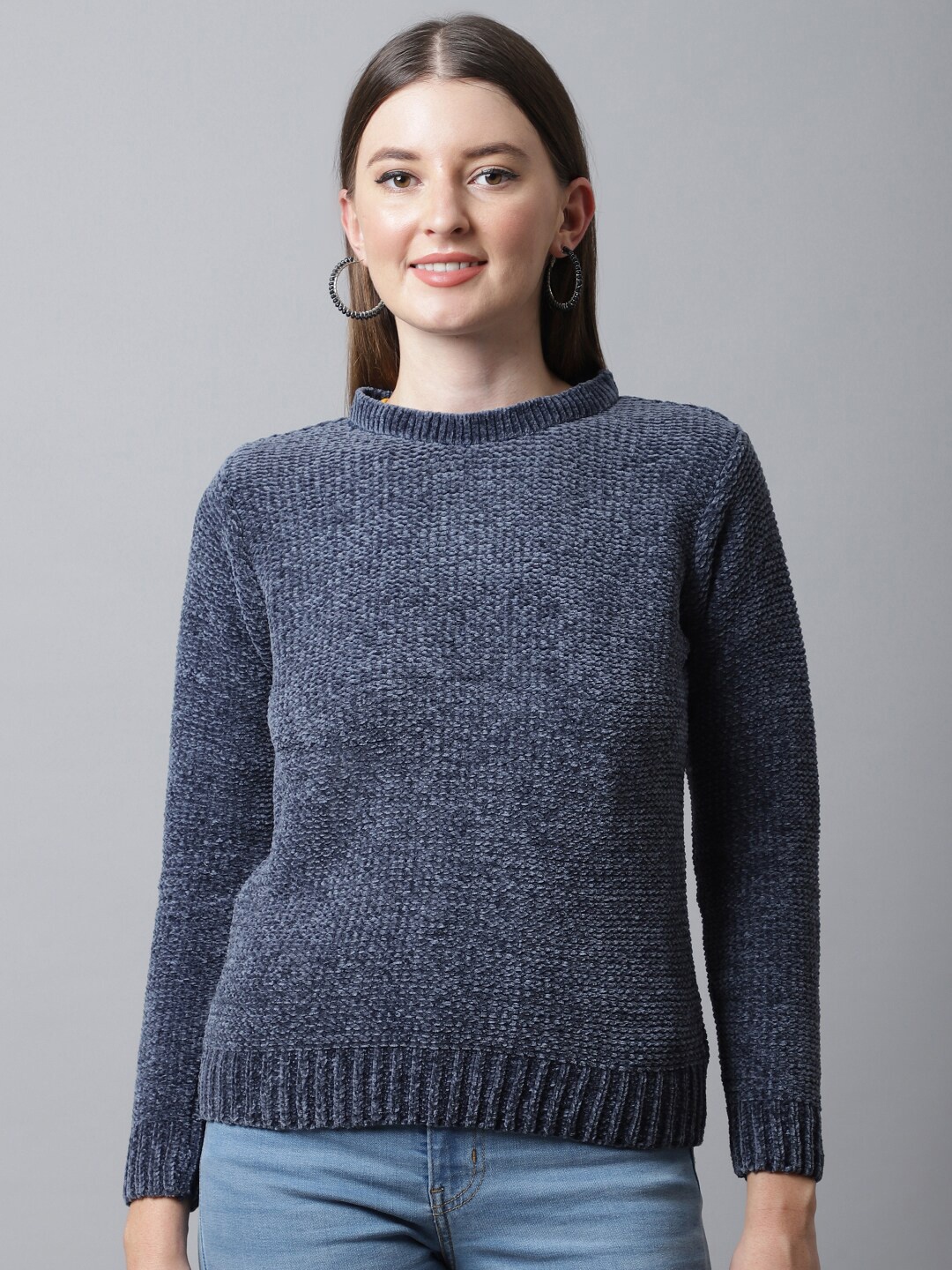 

Cantabil Women Blue Cable Knit Pullover