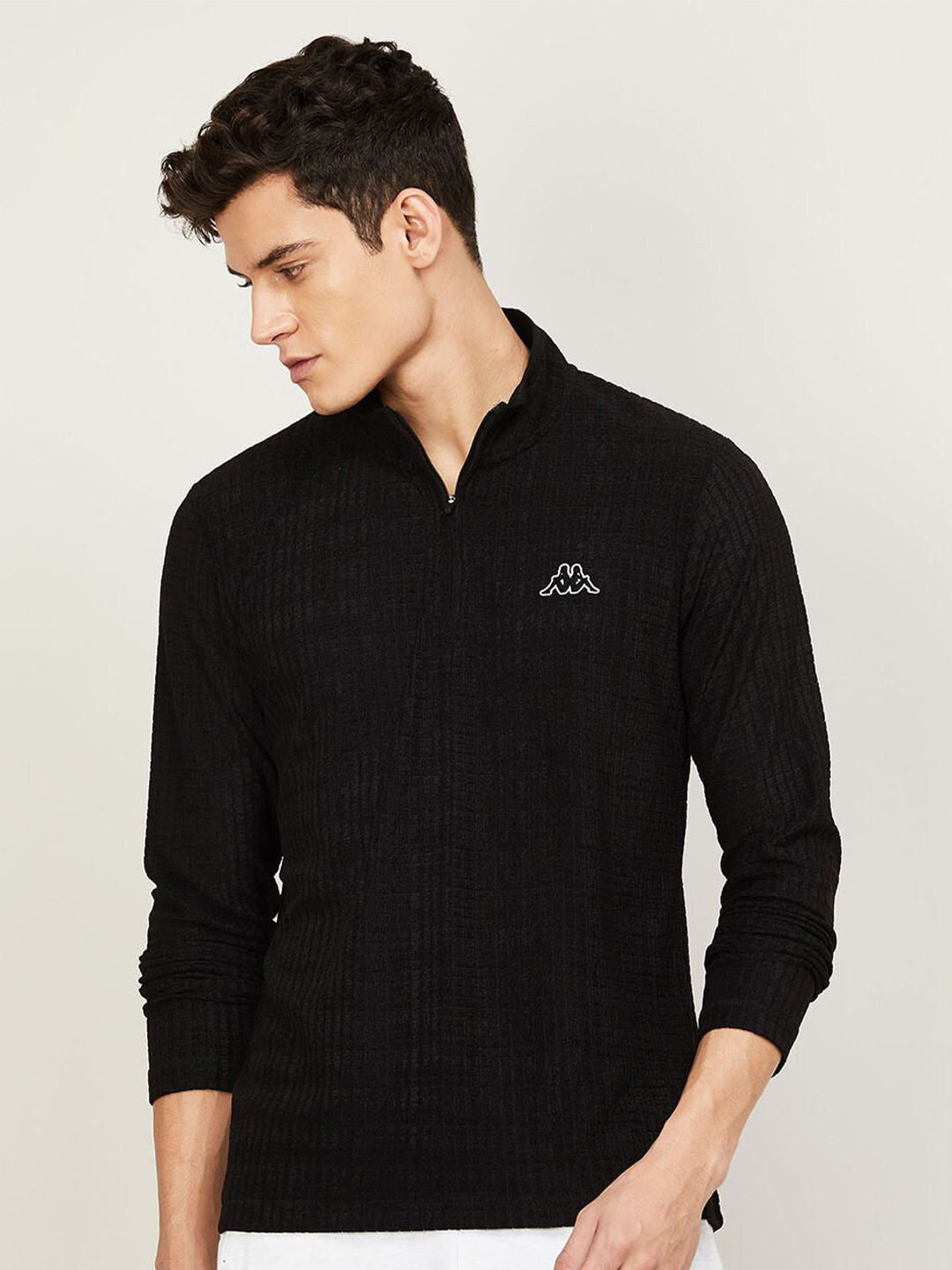 

Kappa Men Black High Neck T-shirt