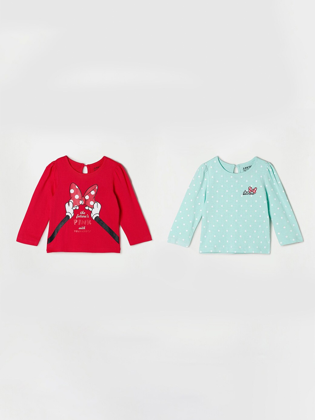 

Juniors by Lifestyle Girls Red & Green Pack Of 2 Printed Pure Cotton T-shirt