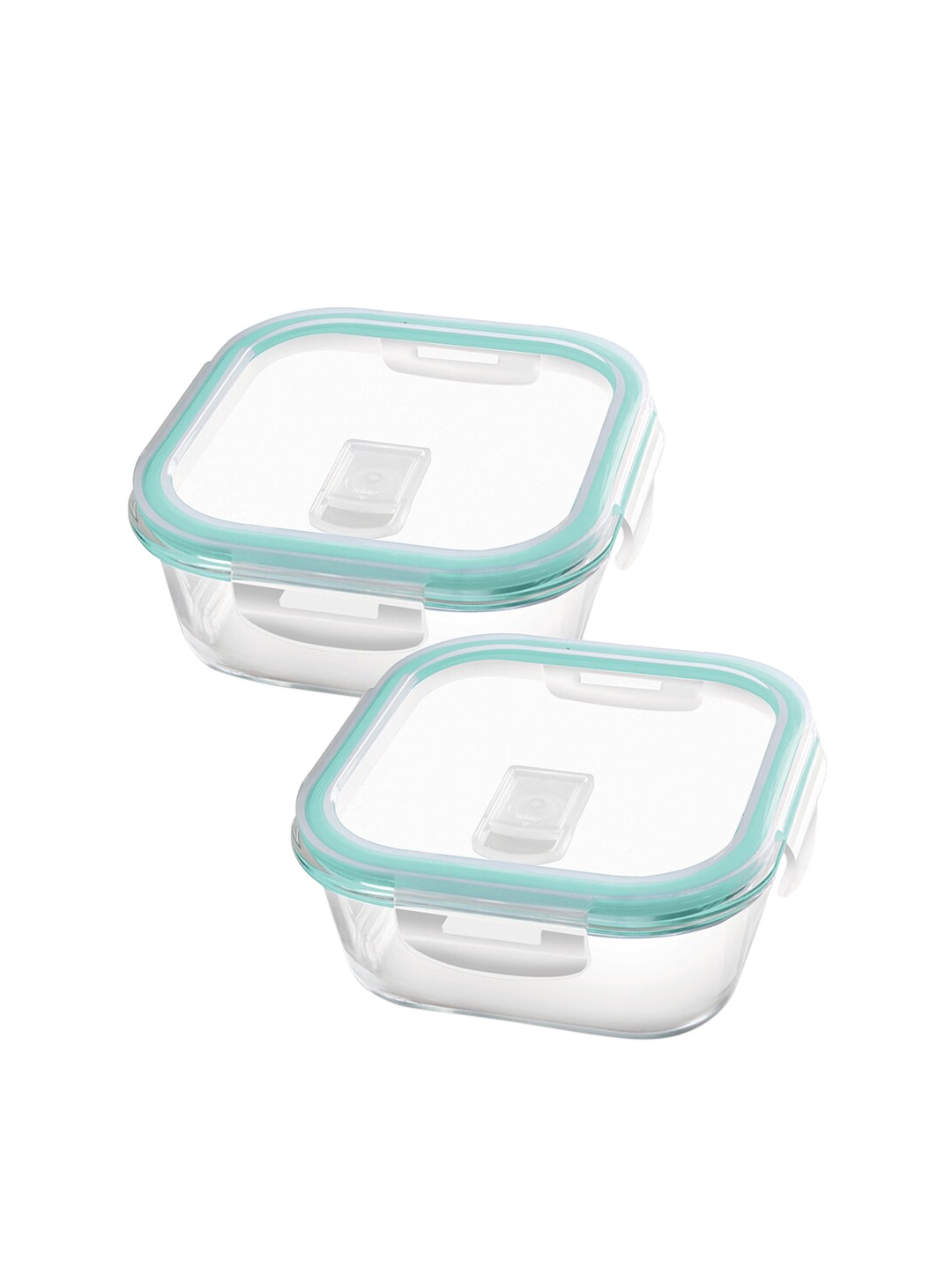 

Treo Set Of 2 Hi Borosilicate Clip Fresh Square Container 320 ml Each, Transparent