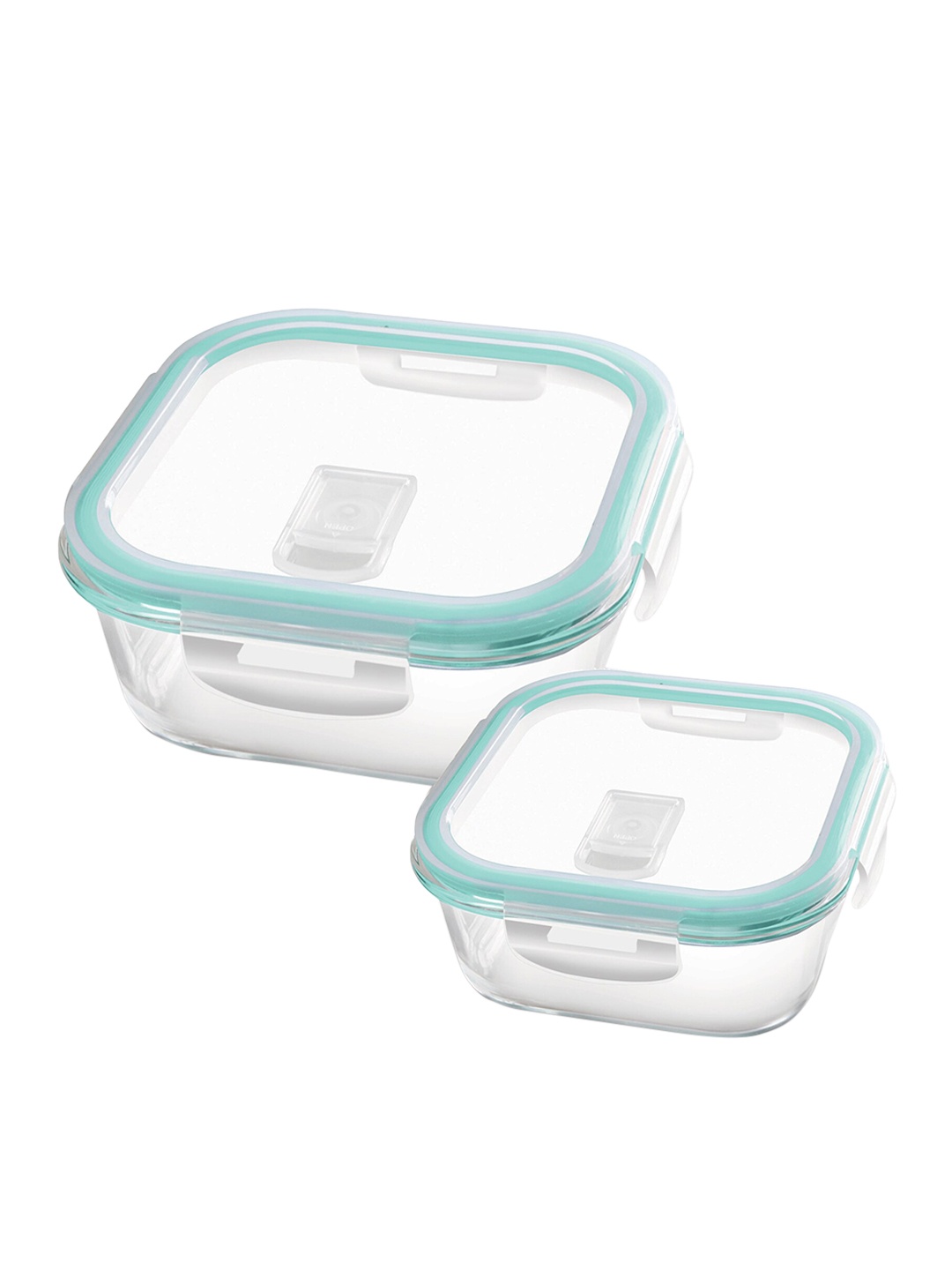 

Treo Set Of 2 Hi Borosilicate Clip Fresh Square Container 320 ml 520 ml, Transparent