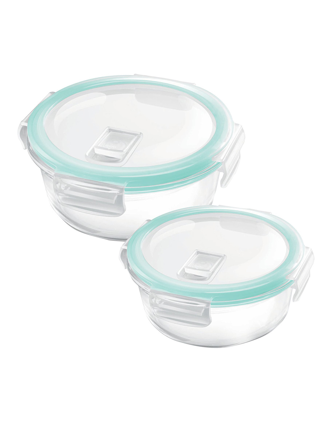 

Treo Set Of 2 Transparent Hi Borosilicate Clip Fresh Round Container 400 ml & 620 ml