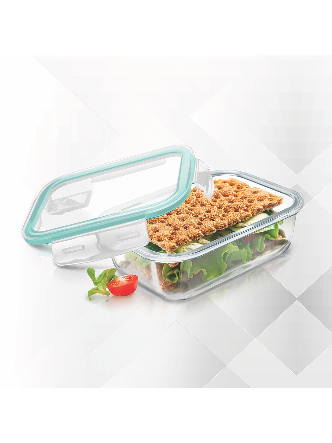 

Treo Set Of 2 Transparent Hi Borosilicate Clip Fresh Rectangular Container 370 ml 640 ml