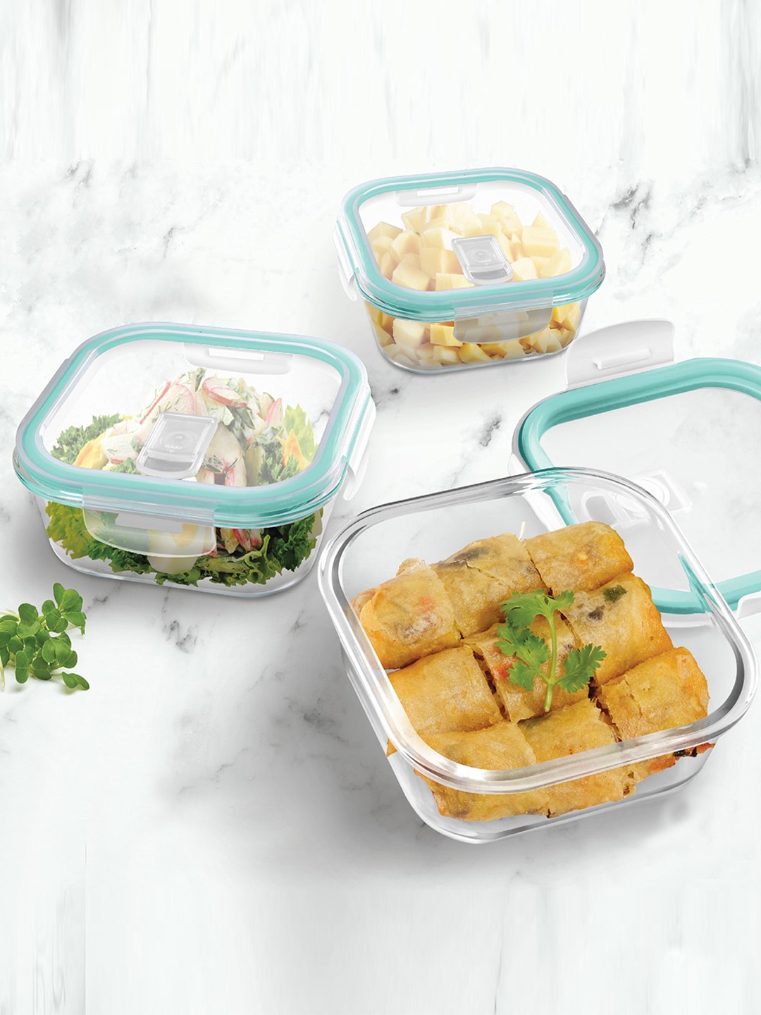 

Treo Transparent Hi Borosilicate Clip Fresh Square Container 800 ml