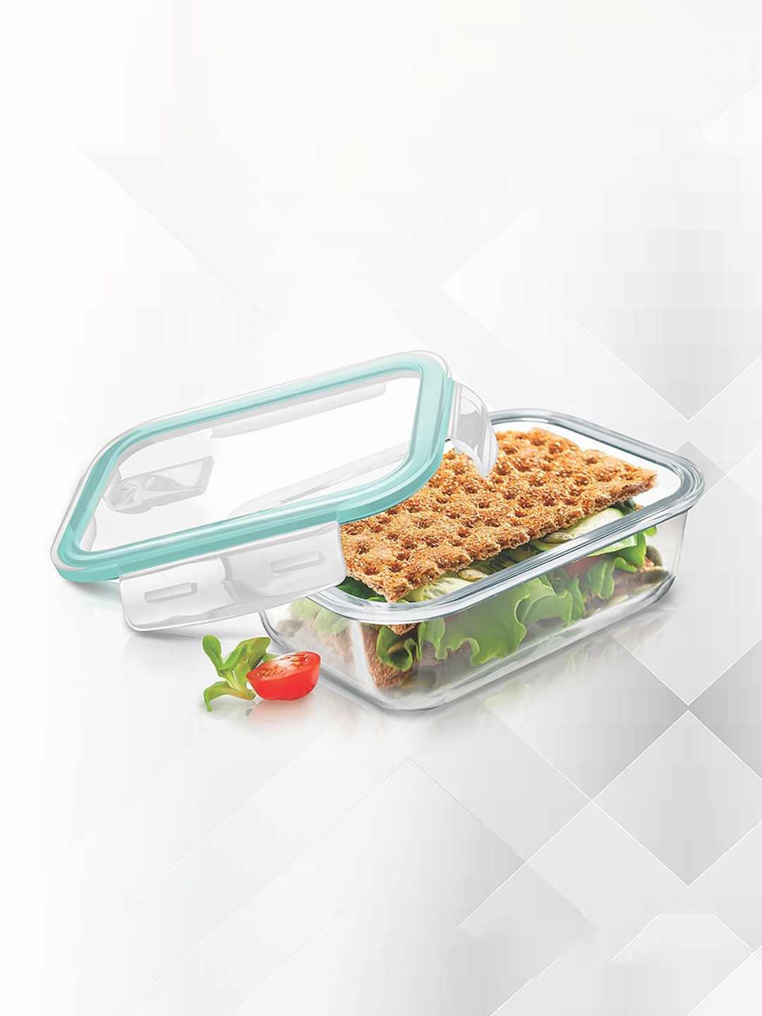 

Treo Set Of 2 Transperant Hi Borosilicate Clip Fresh Rectangular Containers 1000 ml Each, Transparent