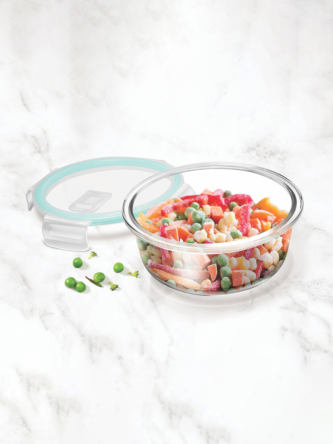 

Treo Set Of 2 Transparent Hi Borosilicate Clip Fresh Round Container 200 ml each