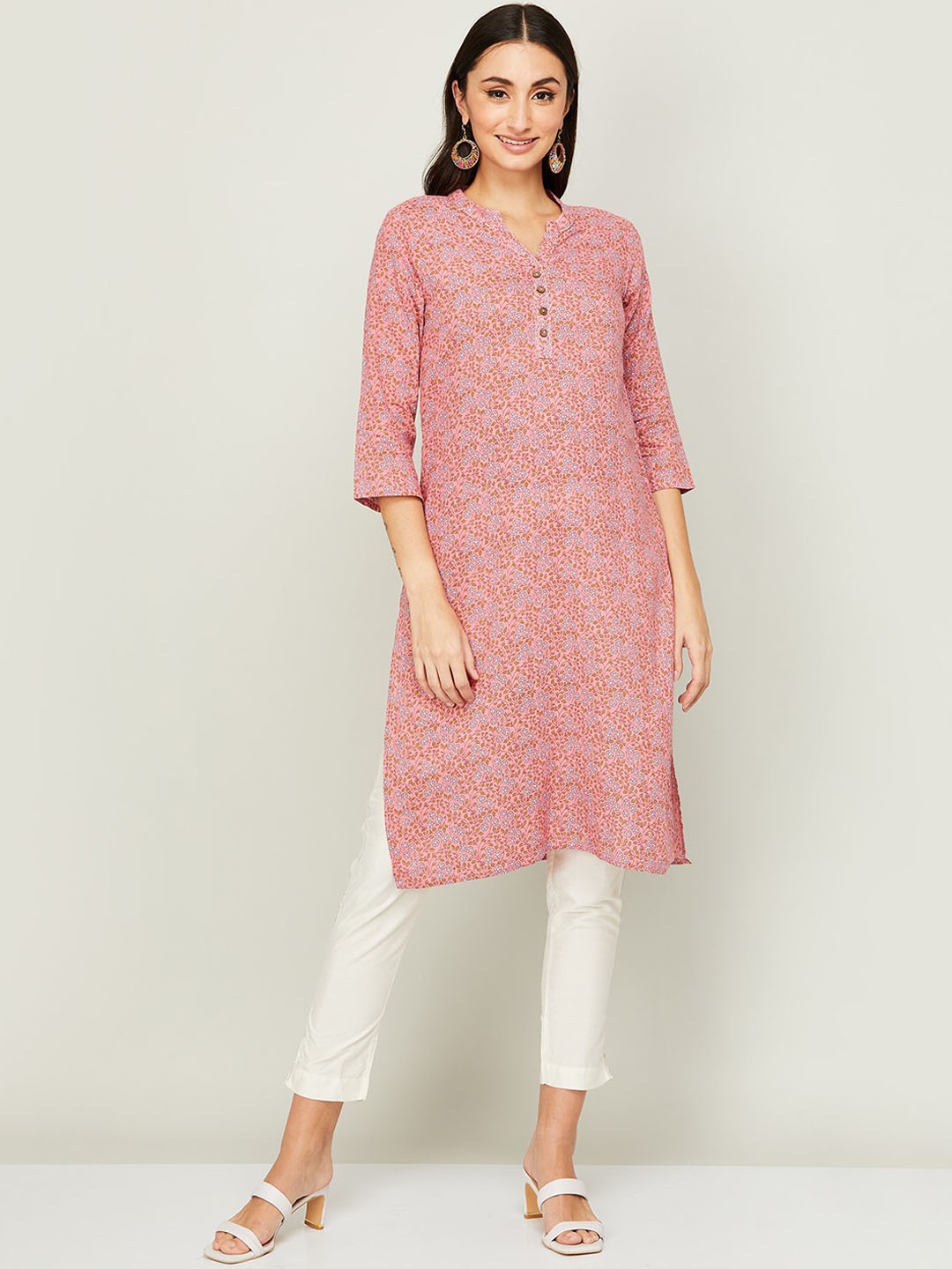 

Melange by Lifestyle Women Floral Printed Kurta, Pink