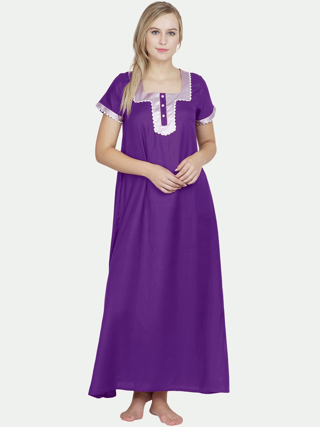 

PATRORNA Women Purple Maxi Nightdress