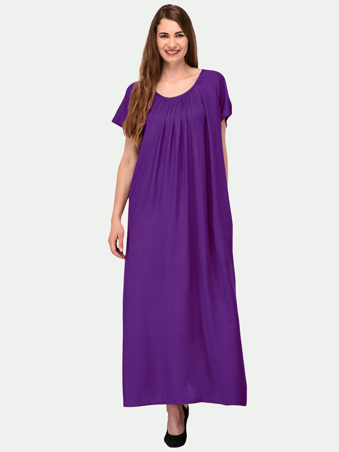 

PATRORNA Women Purple Maxi Nightdress