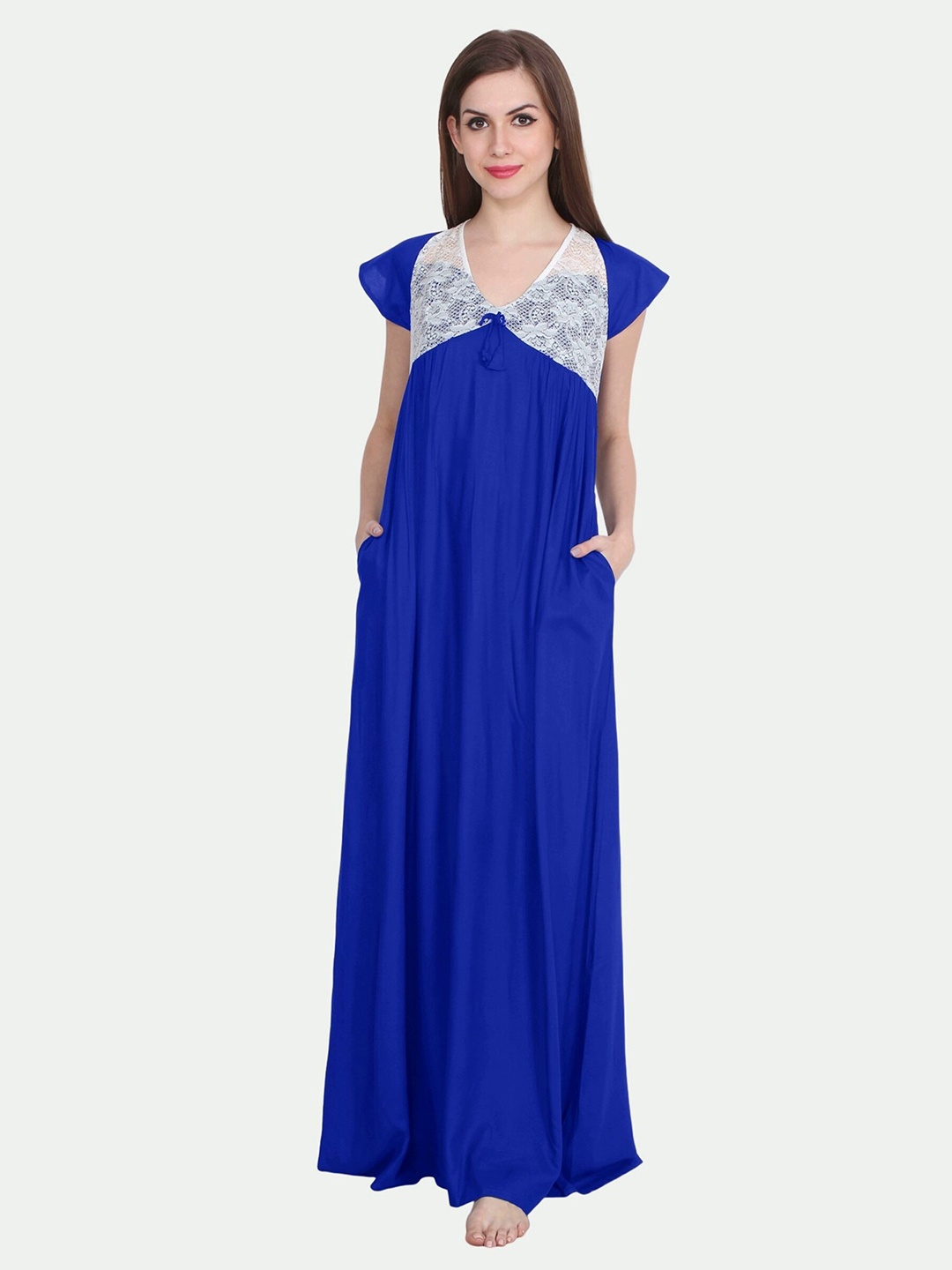 

PATRORNA Women Blue Maxi Nightdress