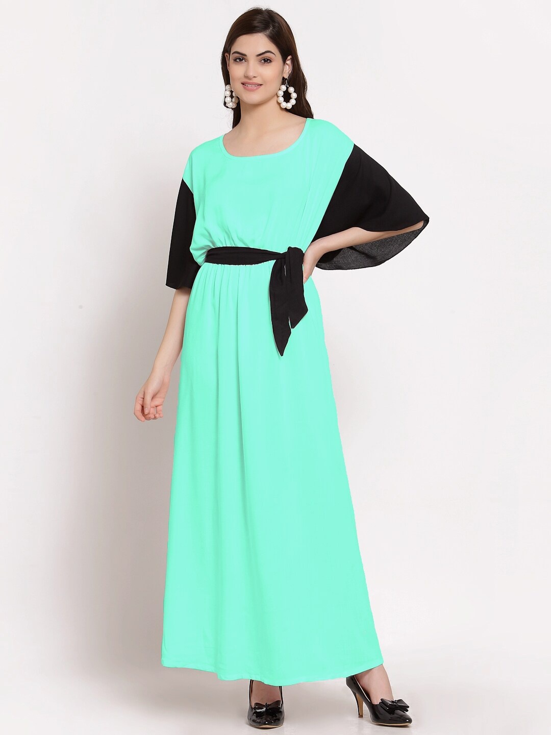 

PATRORNA Women Green Maxi Nightdress
