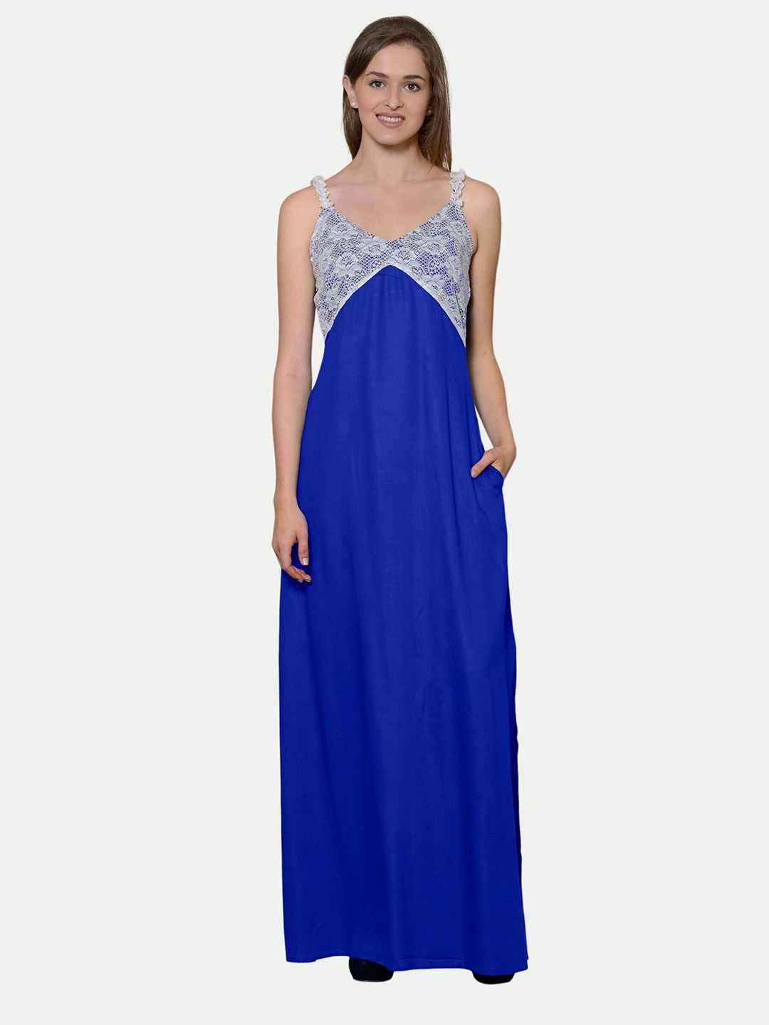 

PATRORNA Women Blue Maxi Nightdress