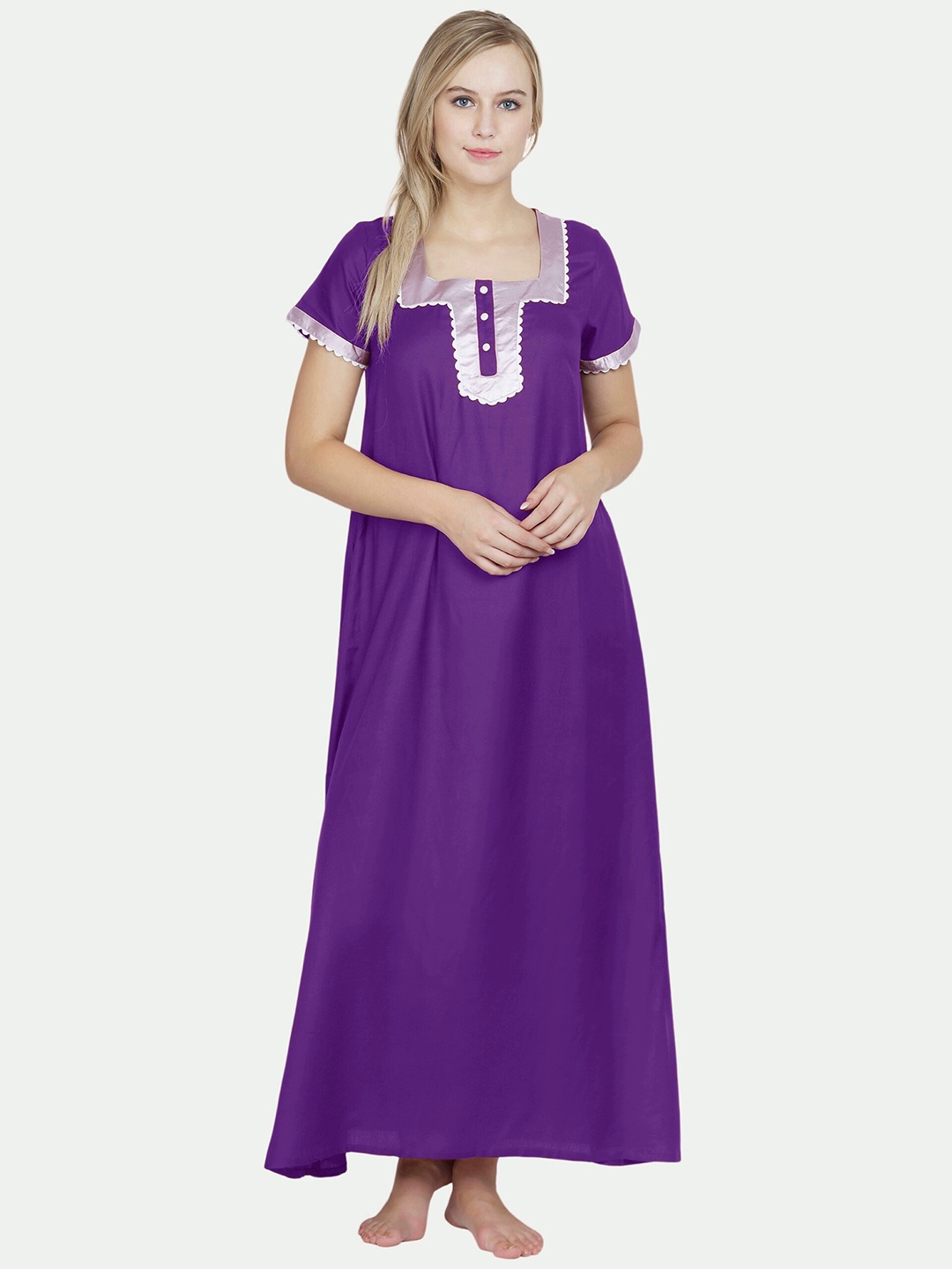 

PATRORNA Women Purple Maxi Nightdress