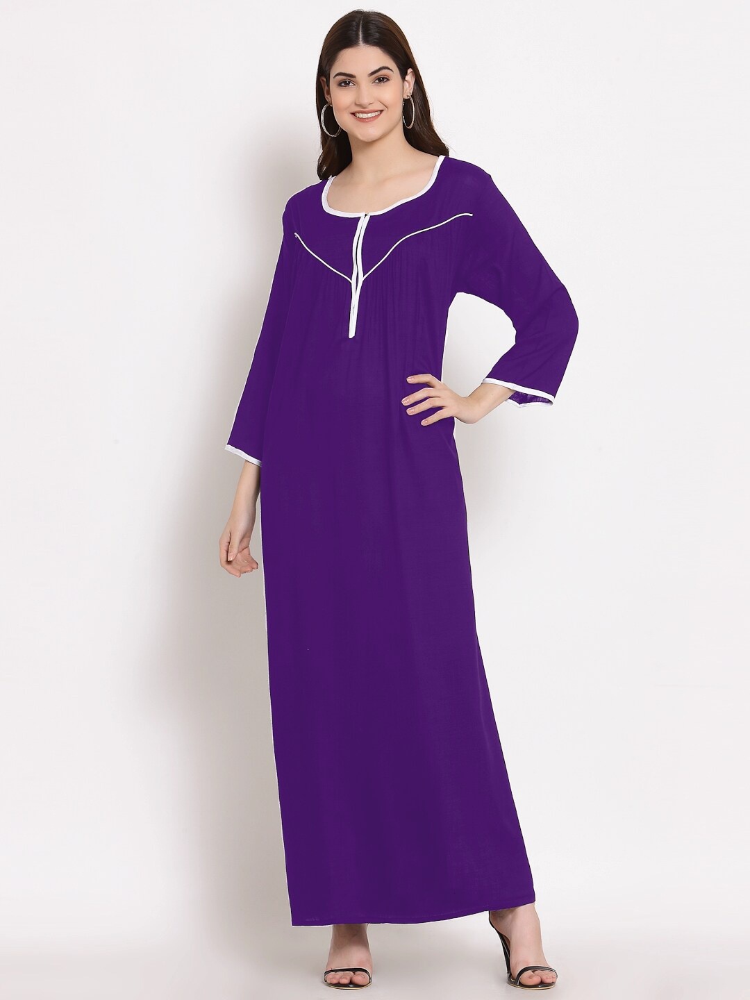 

PATRORNA Women Purple Maxi Nightdress