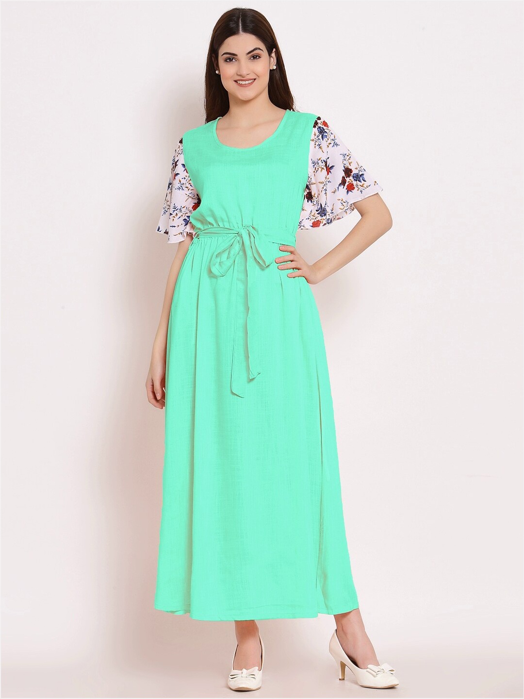 

PATRORNA Women Green Maxi Nightdress