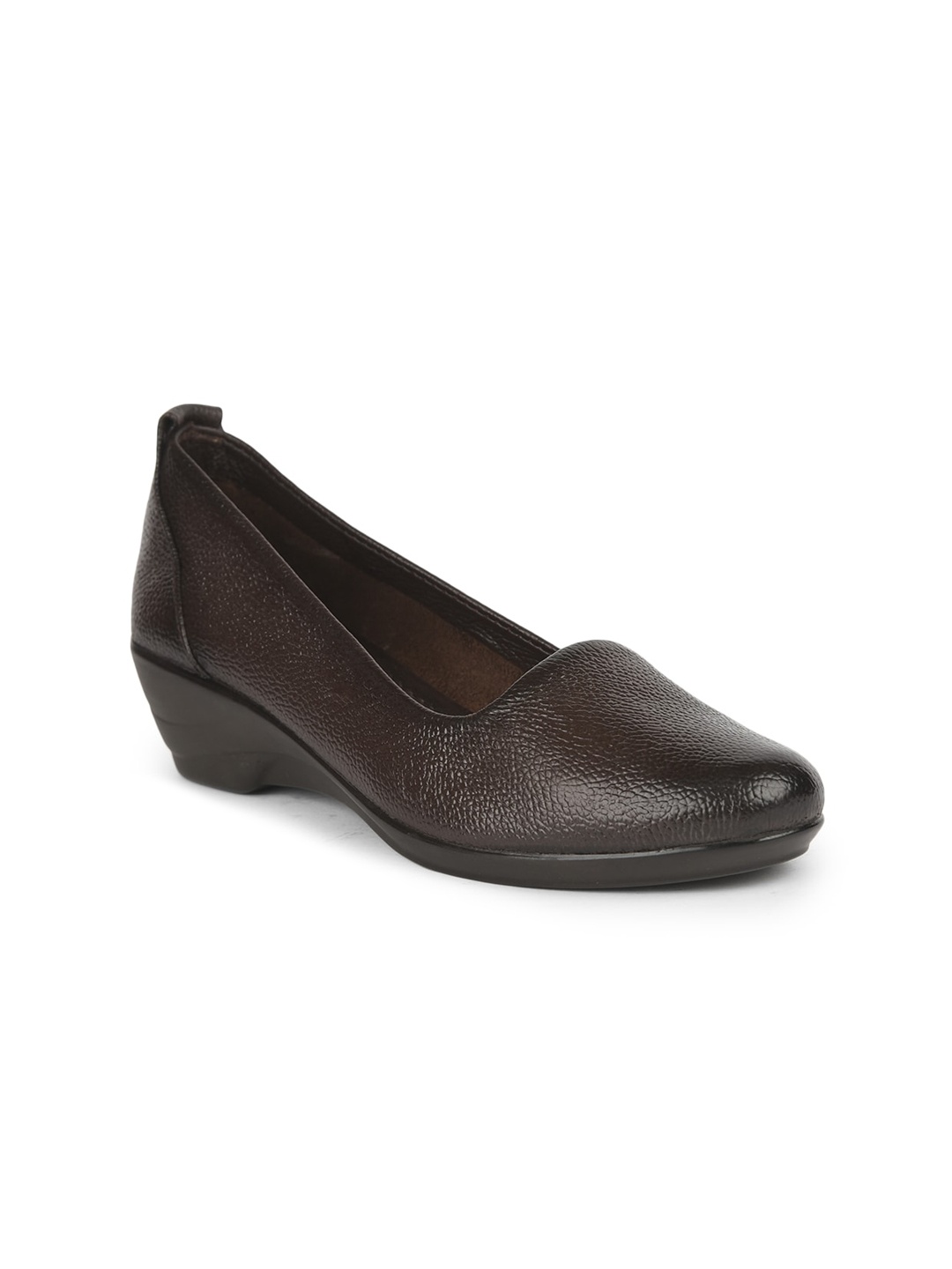 

Liberty Women Brown Textured Leather Slip-On Shoes