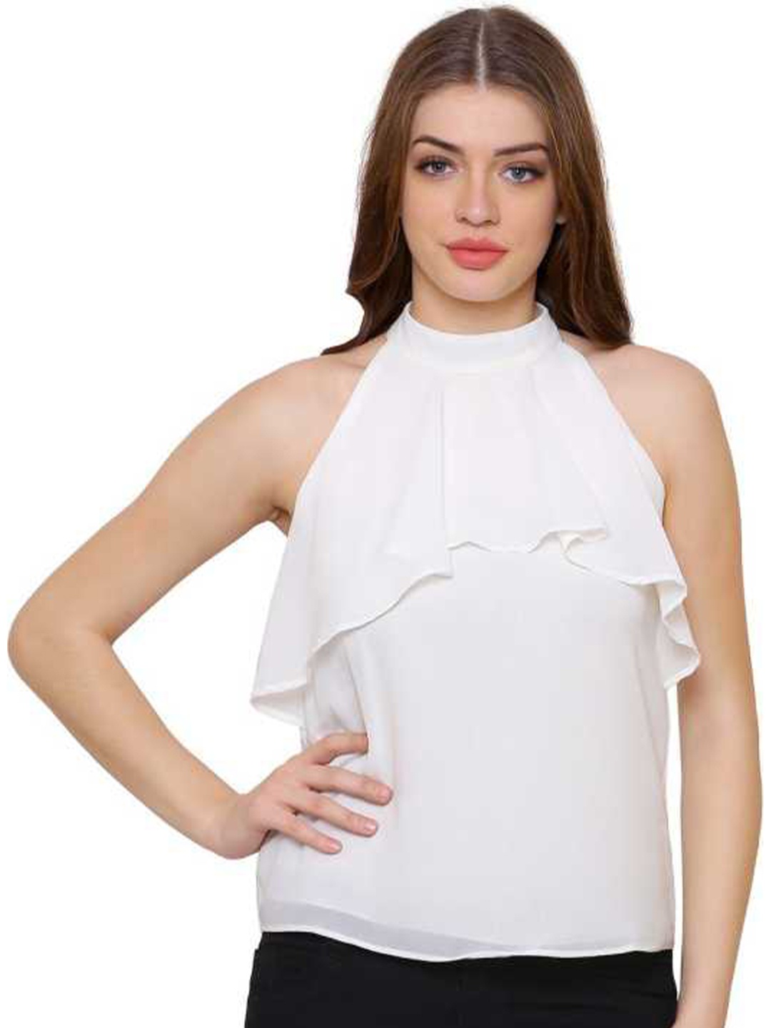 

La Aimee Alluring White Solid Top