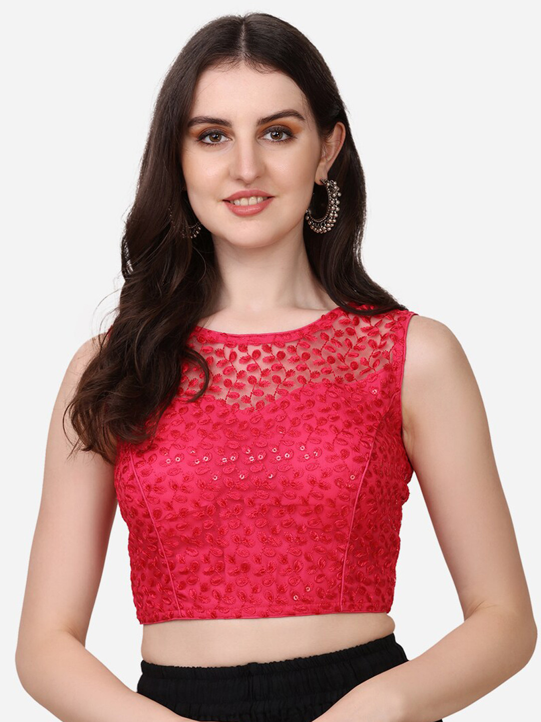 

Amrutam Fab Pink Embroidered & Sequined Net Saree Blouse