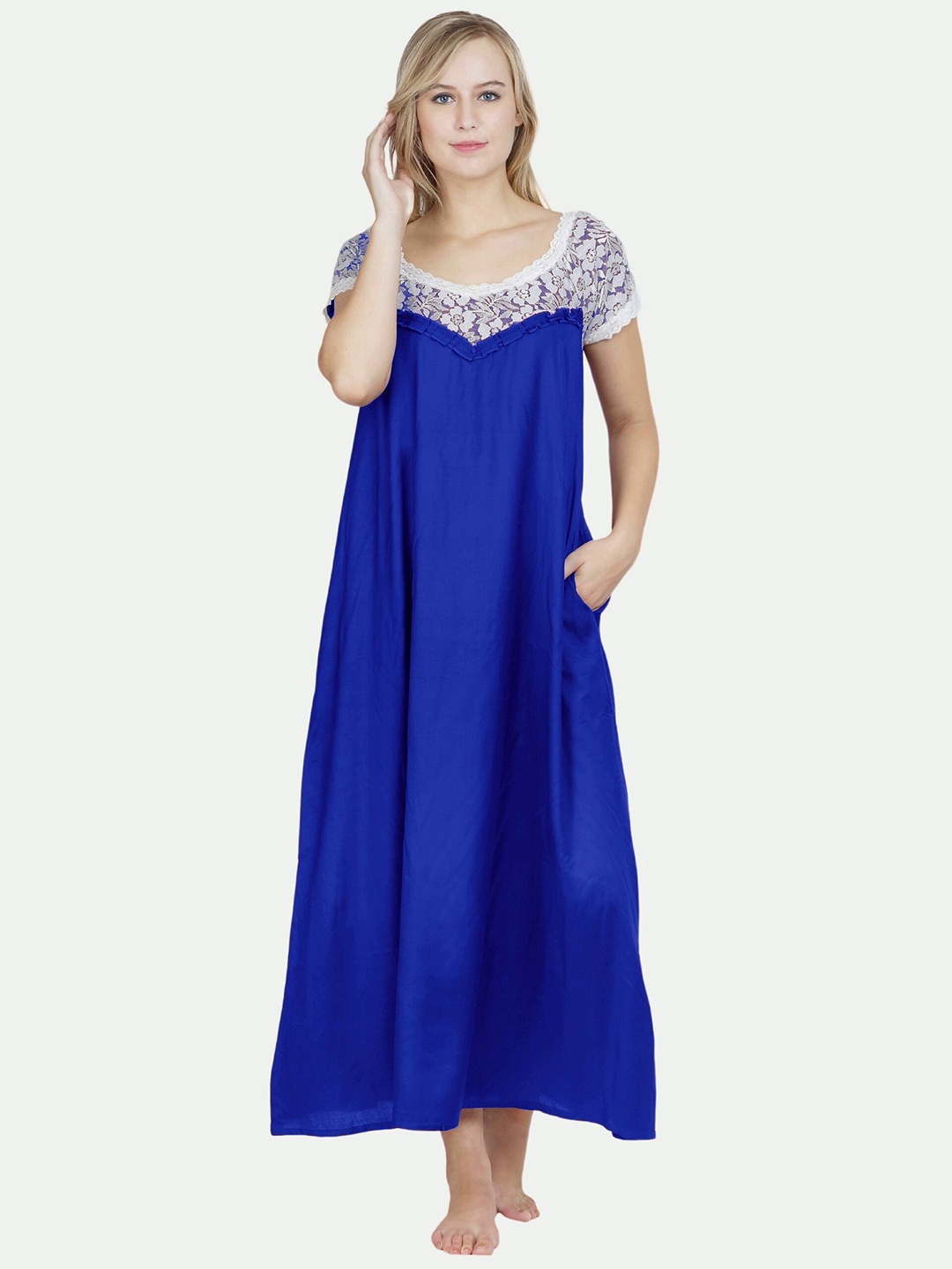 

PATRORNA Women Blue Maxi Nightdress