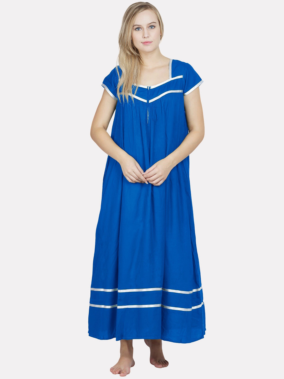 

PATRORNA Women Blue Maxi Nightdress