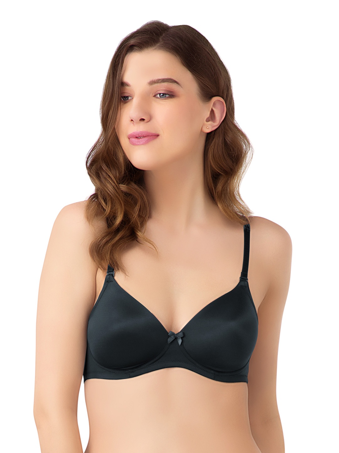 

Amante Solid Padded Wirefree Smooth Charm T-Shirt Bra - BRA10606, Black
