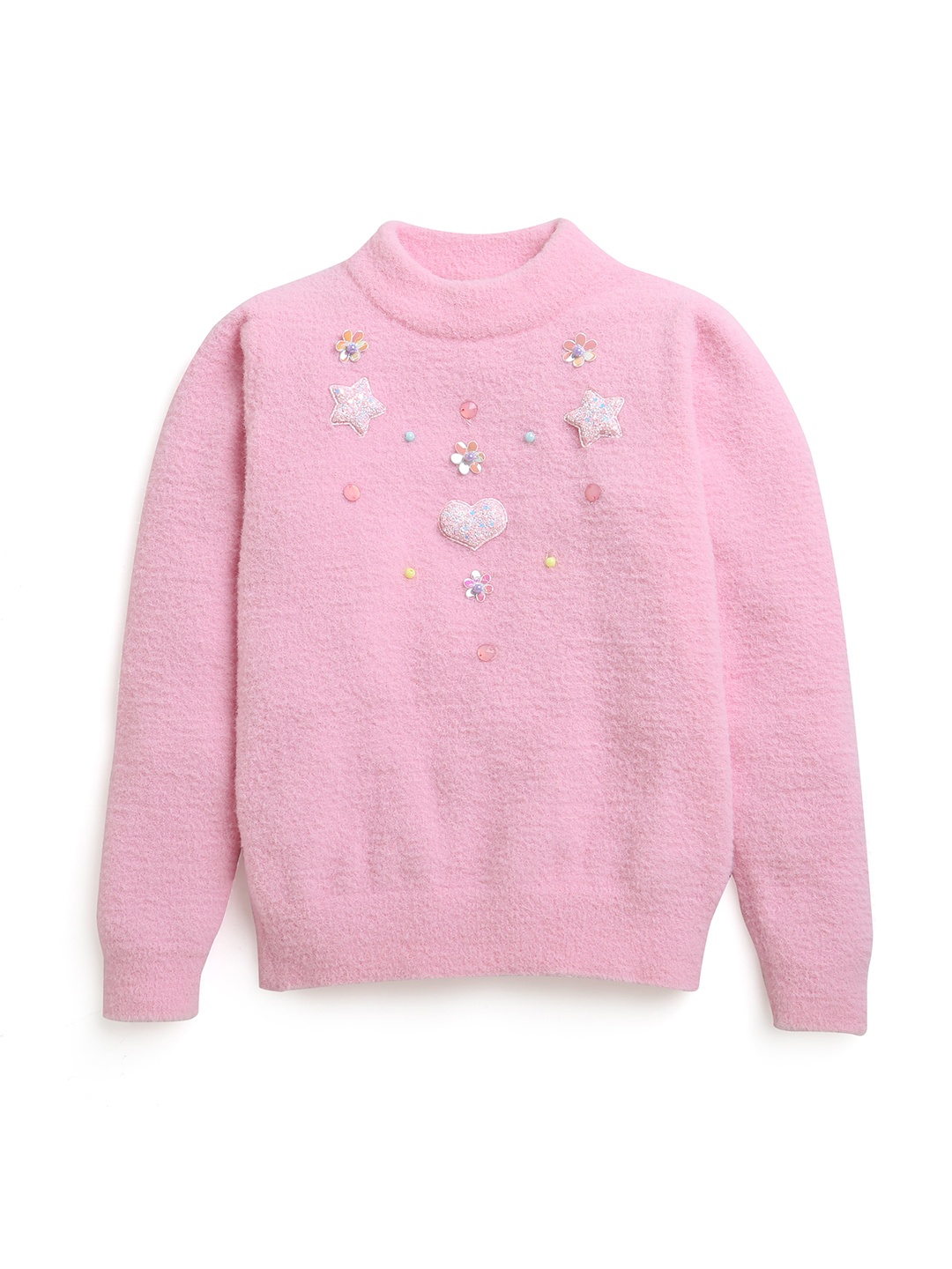 

Tiny Girl Girls Pink & White Pullover with Embroidered Detail