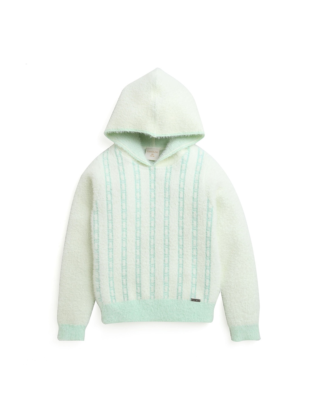 

Tiny Girl Girls Green & White Striped Pullover