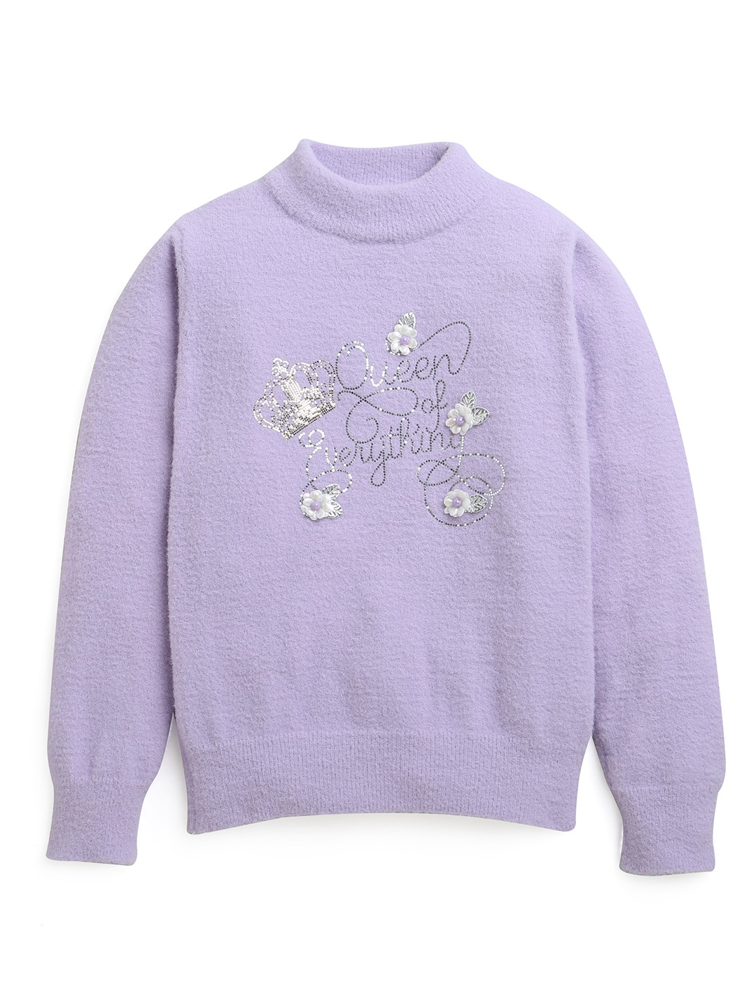 

Tiny Girl Girls Purple & White Embroidered Pullover