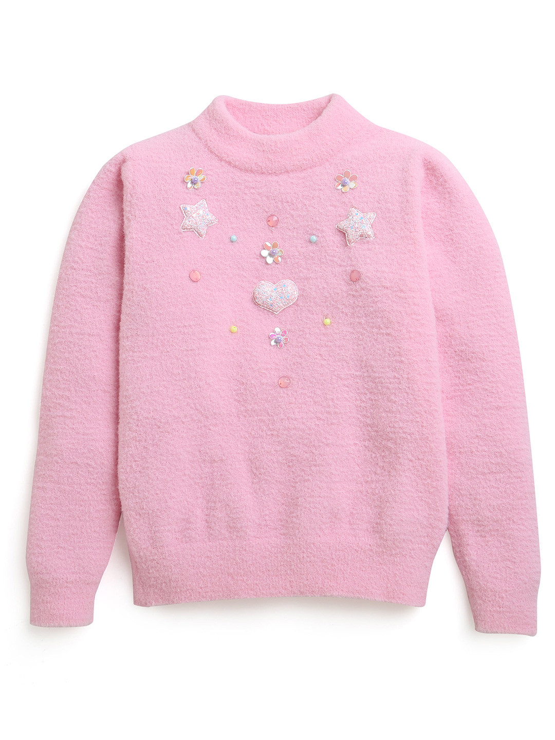 

Tiny Girl Girls Pink & White Embroidered Pullover