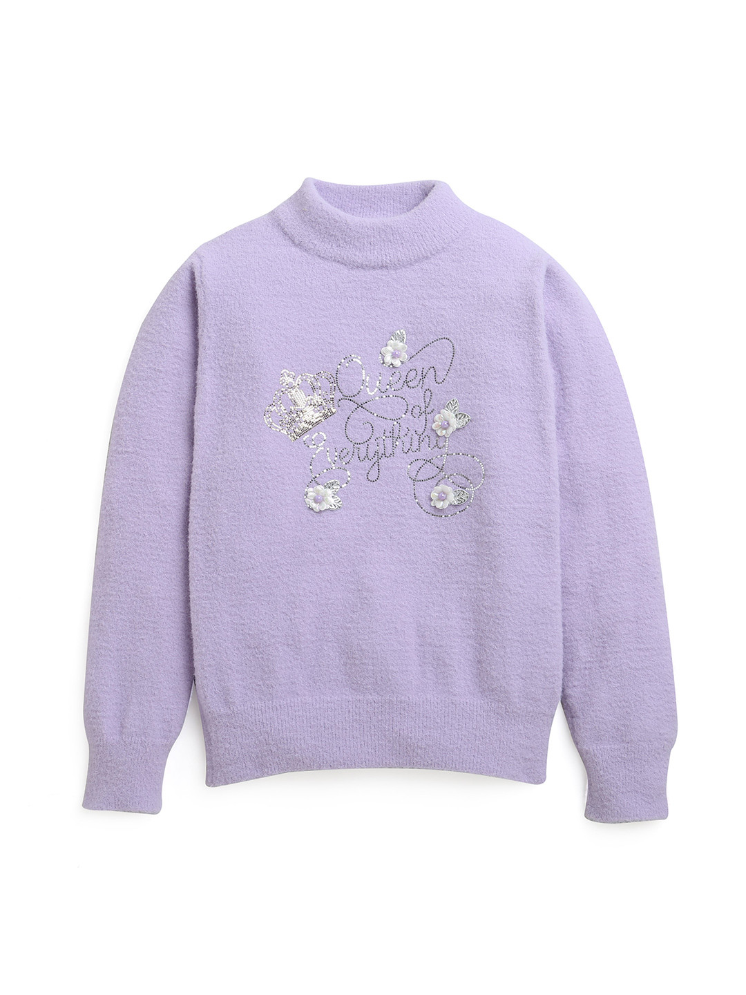 

Tiny Girl Girls Purple Embellished Turtle Neck Long Sleeves Pullover Sweater