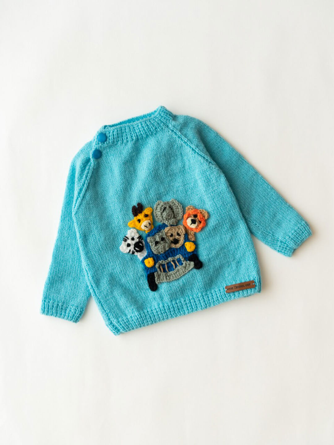 

The Original Knit Unisex Kids Blue Embroidered Detail Pullover Sweater