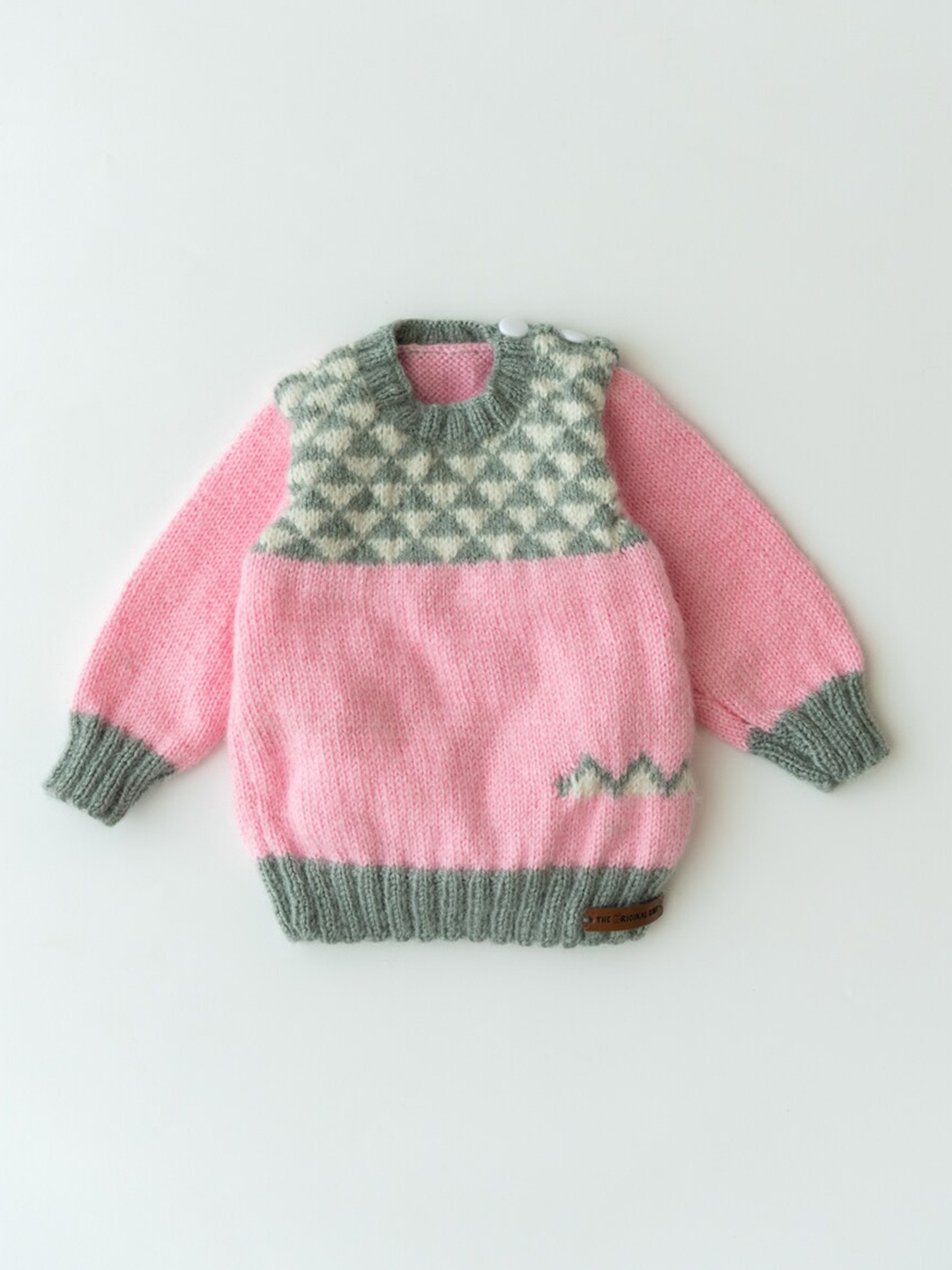 

The Original Knit Girls Pink & Green Cable Knit Pullover