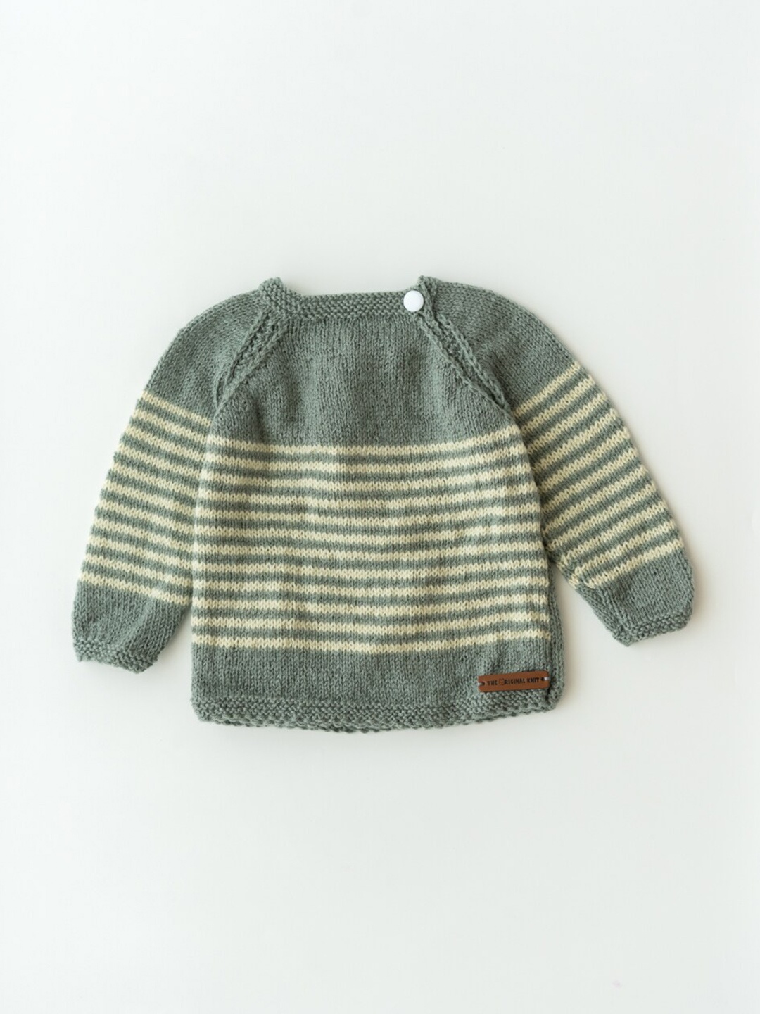 

The Original Knit Unisex Kids Grey & Cream-Coloured Striped Pullover