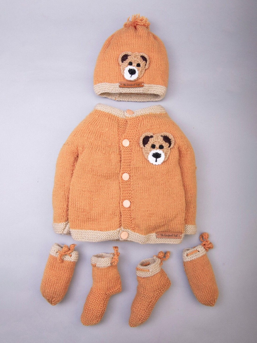 

The Original Knit Unisex Kids Brown & Beige Cardigan set
