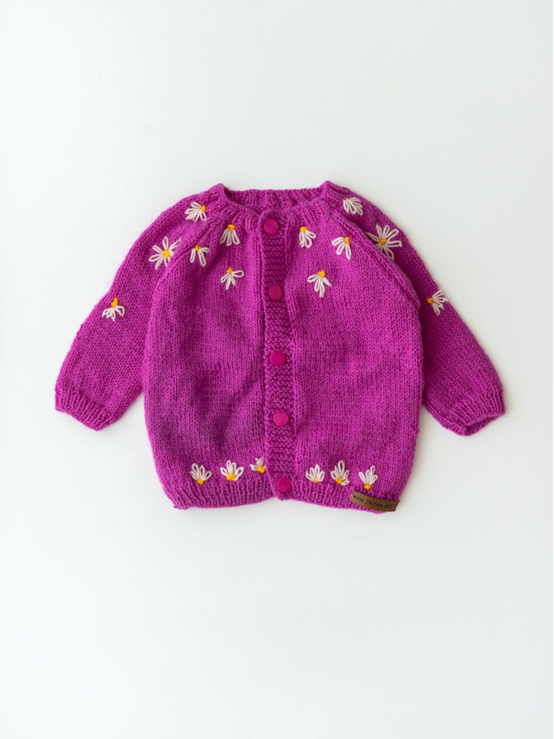 

The Original Knit Girls Purple & White Floral Cardigan