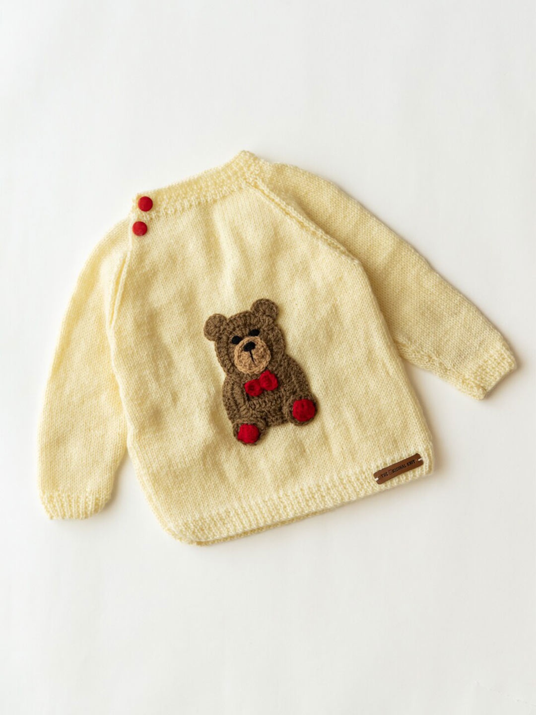 

The Original Knit Unisex Kids Cream-Coloured & Brown Embroidered Pullover