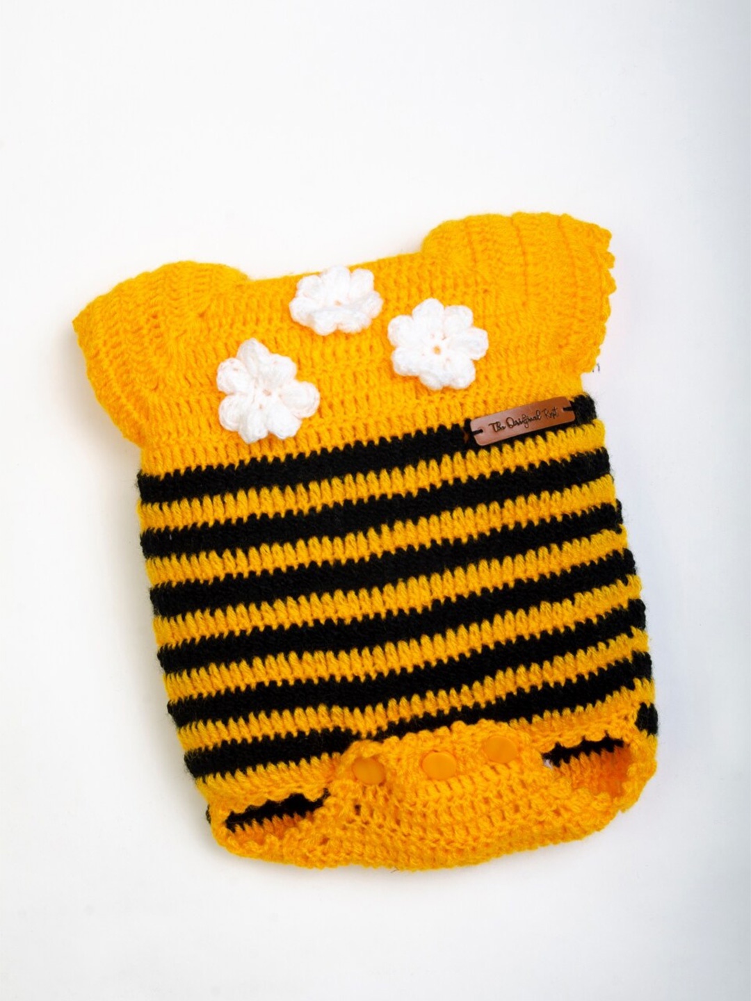 

The Original Knit Kids Yellow & Black Striped Bumble Bee Romper