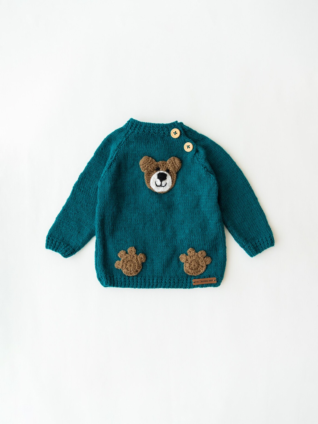 

The Original Knit Unisex Kids Blue & Brown Embroidered Pullover