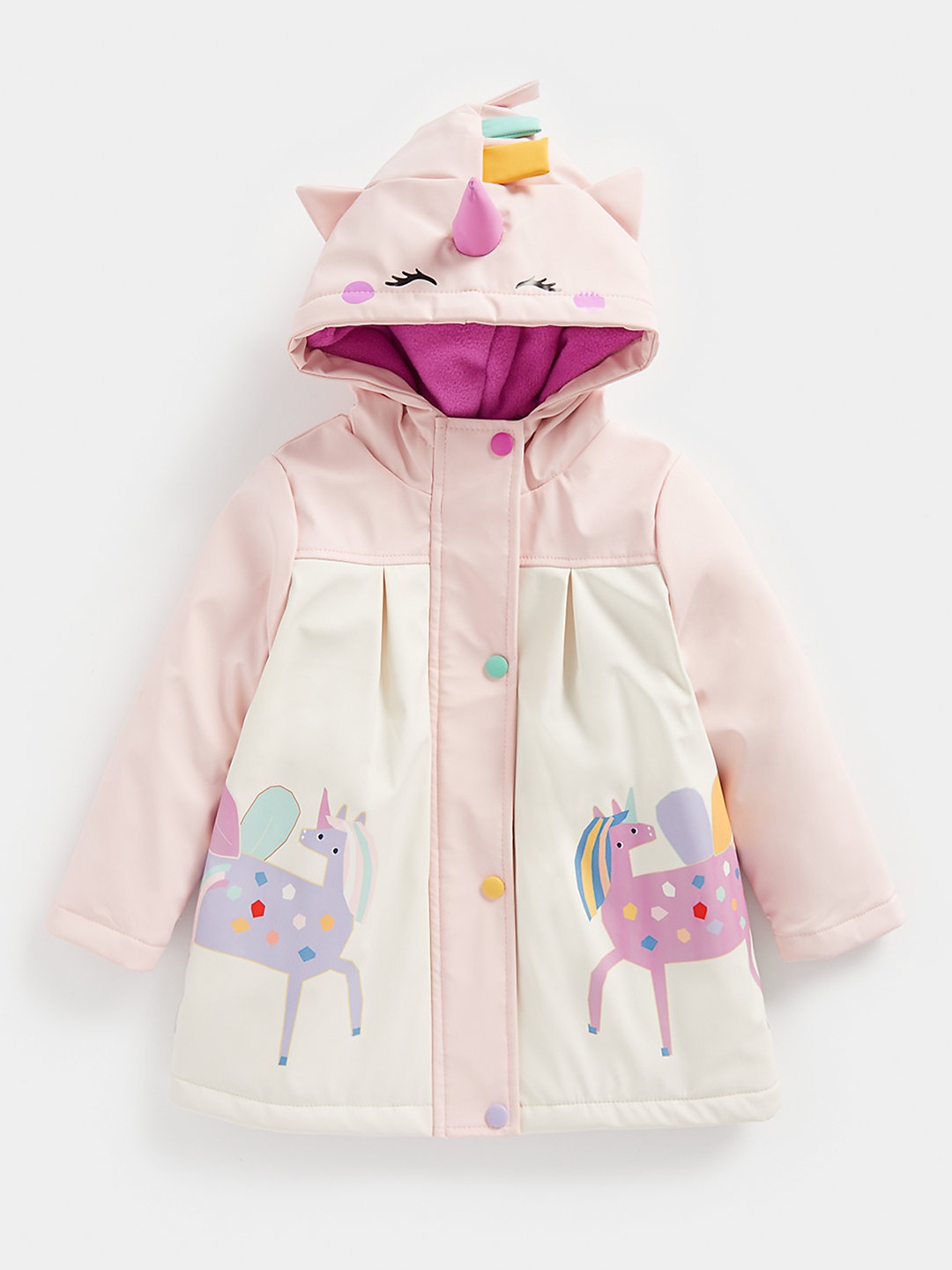 

mothercare Girls Graphic Printed Hooded Tailored Jacket, Pink