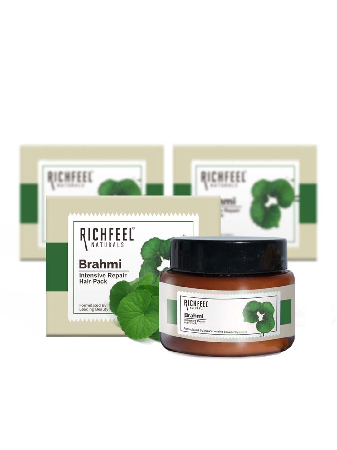 

Richfeel Set of 3 Brahmi Intensive Repair Hair Pack - 100 g Each, White