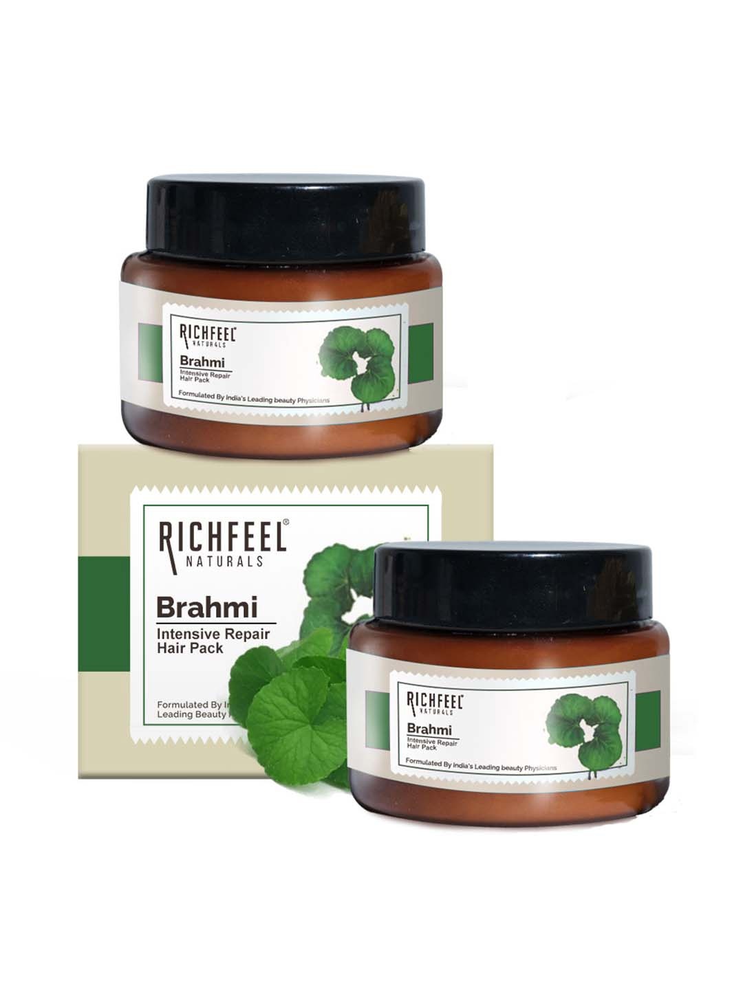 

Richfeel Set Of 2 Brahmi Intensive Repair Hair Pack To Reduce Dryness & Dandruff-100g Each, White