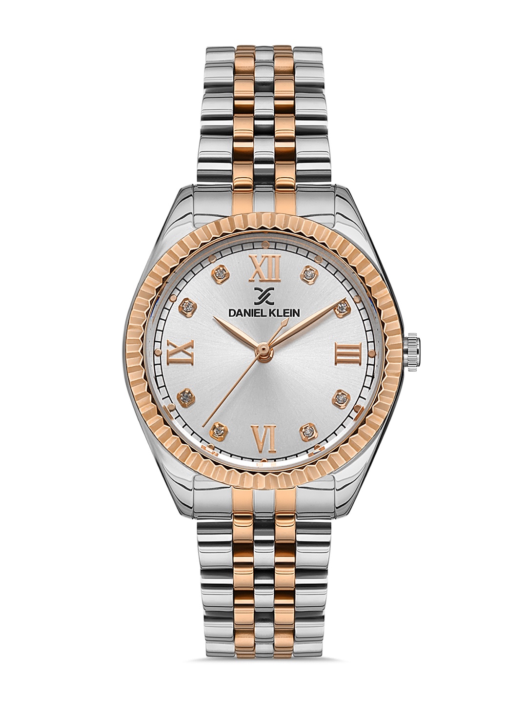 

Daniel Klein Premium Women Silver Toned Embellished Dial & Strap Watch DK.1.13221-5