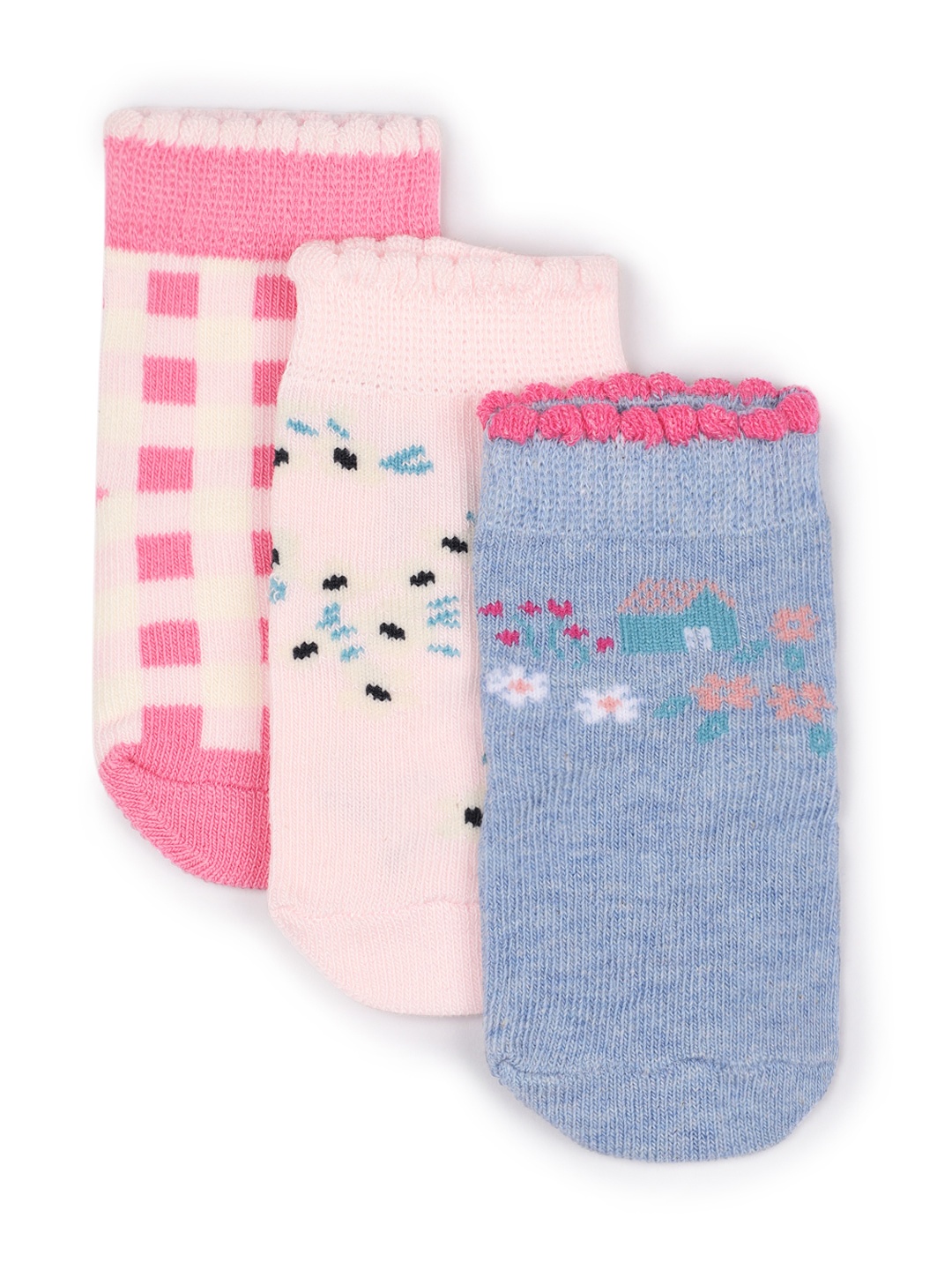 

mothercare Girls Pack of 3 Ankle Length Socks, Pink