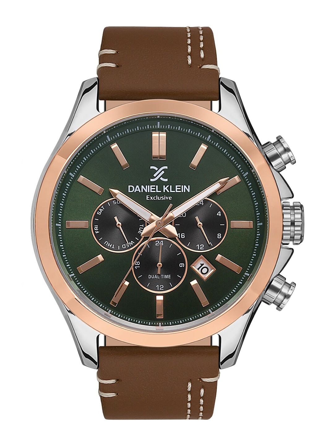 

Daniel Klein Exclusive Men Green Dial & Brown Leather Strap Analogue Watch DK.1.13293-5_OR